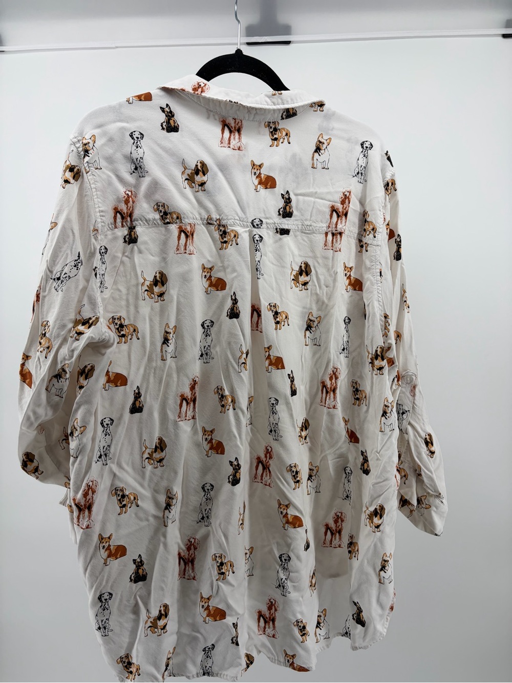 Jane + Delancey Shirt Womens 3X White Dog Print Button Front Tunic Top Dogs - Picture 2 of 7